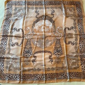 Escada Beige and Black Patterned Silk Scarf